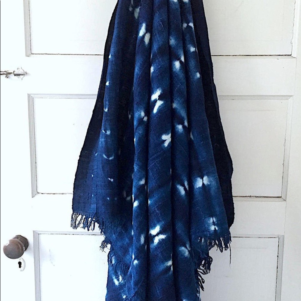 Indigo and white Mudcloth bohemian Fabric panel